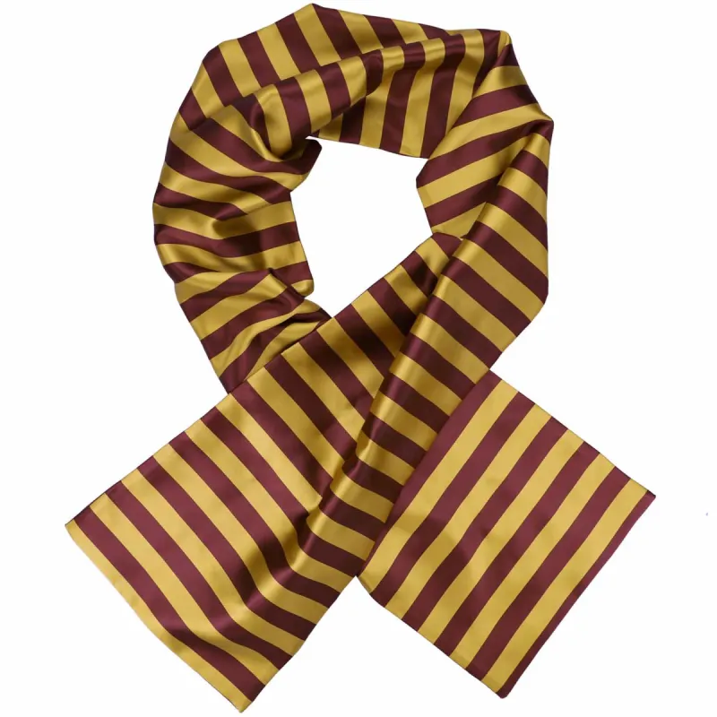 Maroon and Gold Striped Scarf sold by TieMart