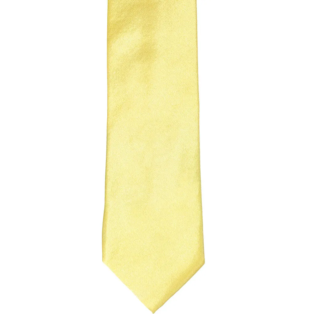 Butter Yellow Slim Solid Color Necktie, 2.5" Width sold by TieMart product image thumbnail 2