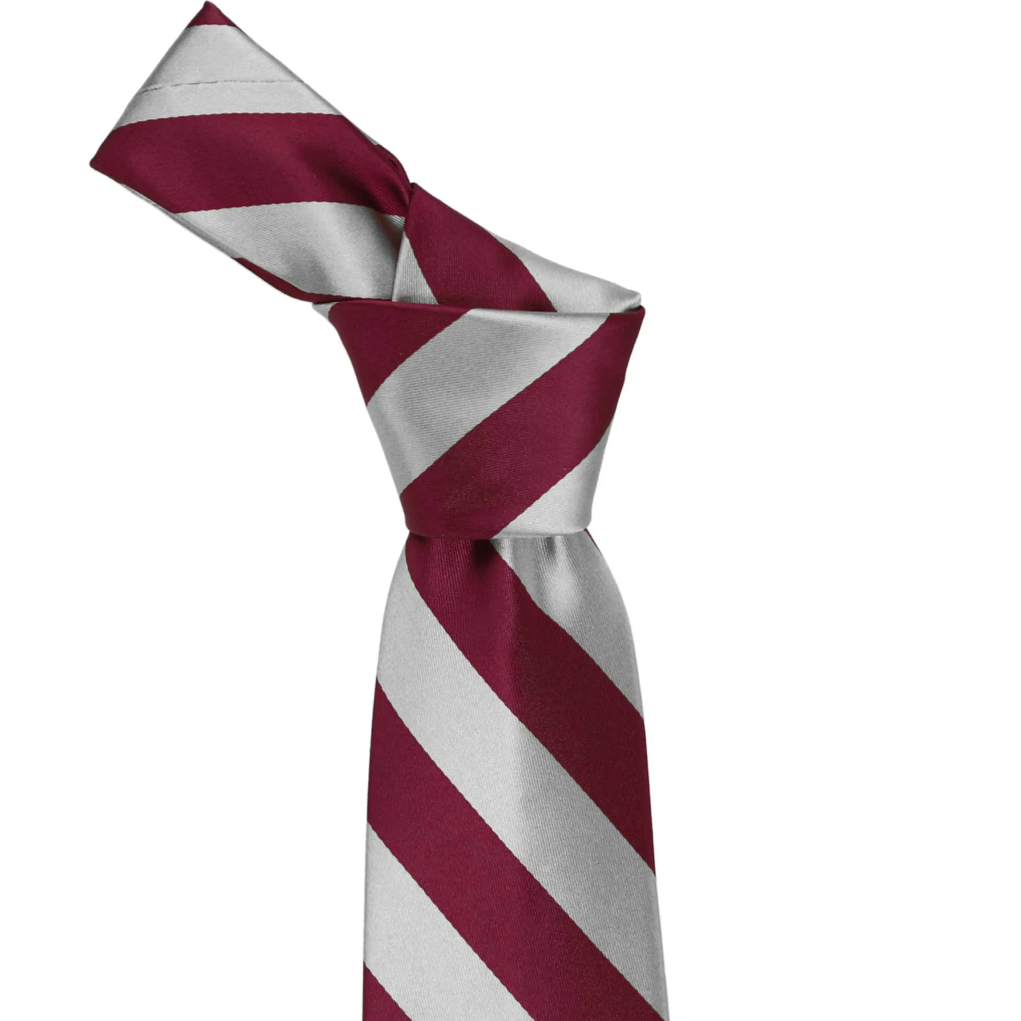 Burgundy and Silver Extra Long Striped Tie sold by TieMart product image thumbnail 2