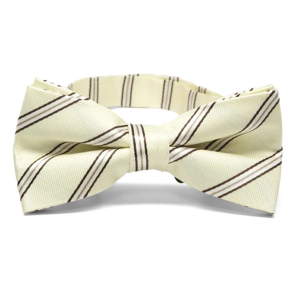 Vanilla Melvin Striped Band Collar Bow Tie sold by TieMart