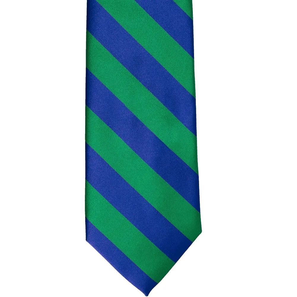Kelly Green and Royal Blue Striped Tie sold by TieMart product image thumbnail 3