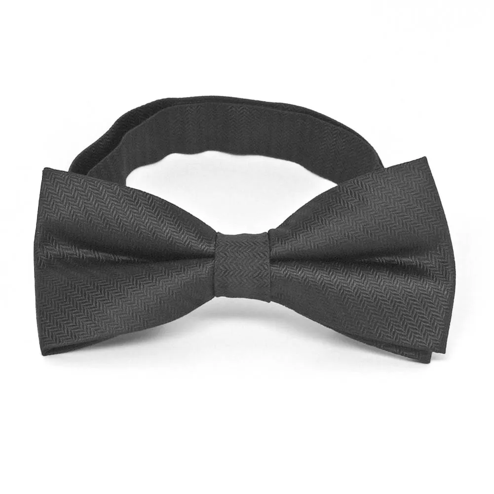 Graphite Gray Herringbone Silk Bow Tie sold by TieMart