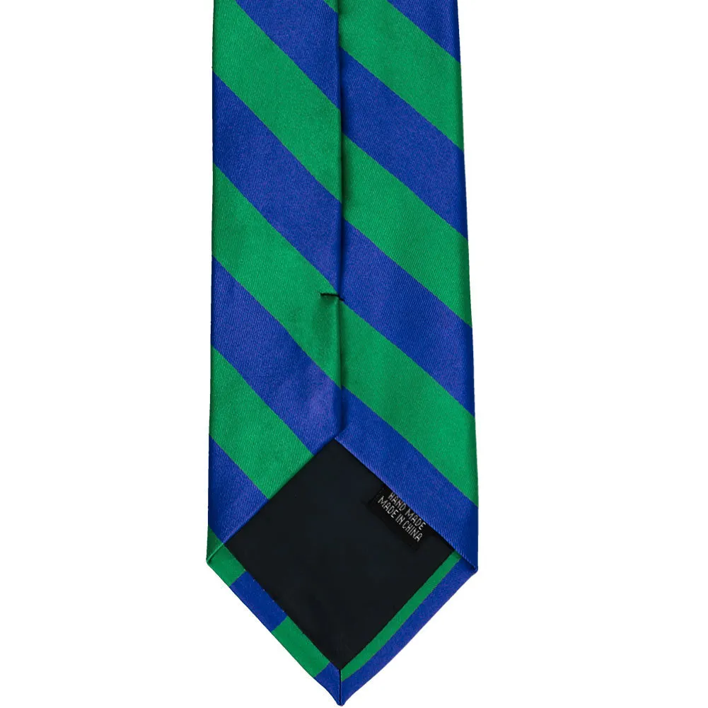 Kelly Green and Royal Blue Striped Tie sold by TieMart product image thumbnail 5