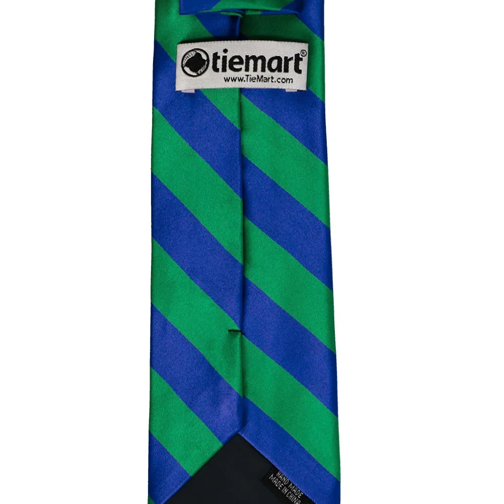 Kelly Green and Royal Blue Striped Tie sold by TieMart product image thumbnail 4