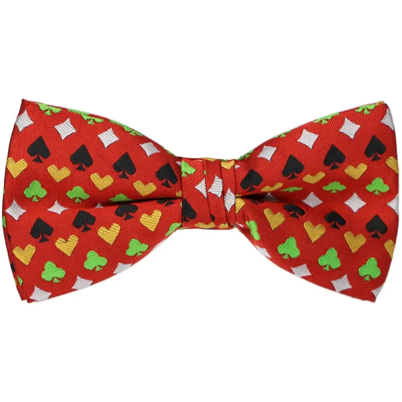 Red Lucky Cards Bow Tie sold by TieMart