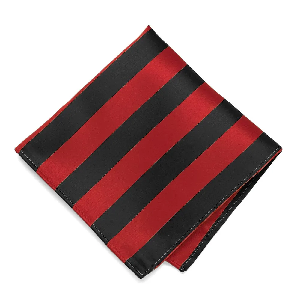 Red and Black Striped Pocket Square sold by TieMart