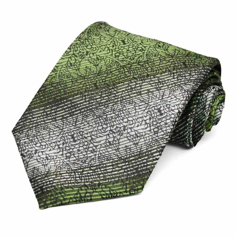 Wasabi and Gray Jensen Floral Necktie sold by TieMart