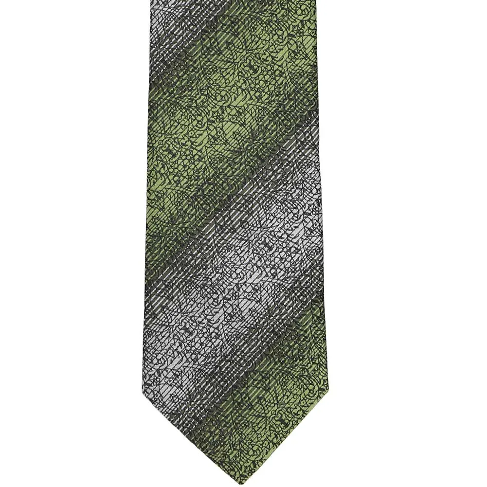 Wasabi and Gray Jensen Floral Necktie sold by TieMart product image thumbnail 2