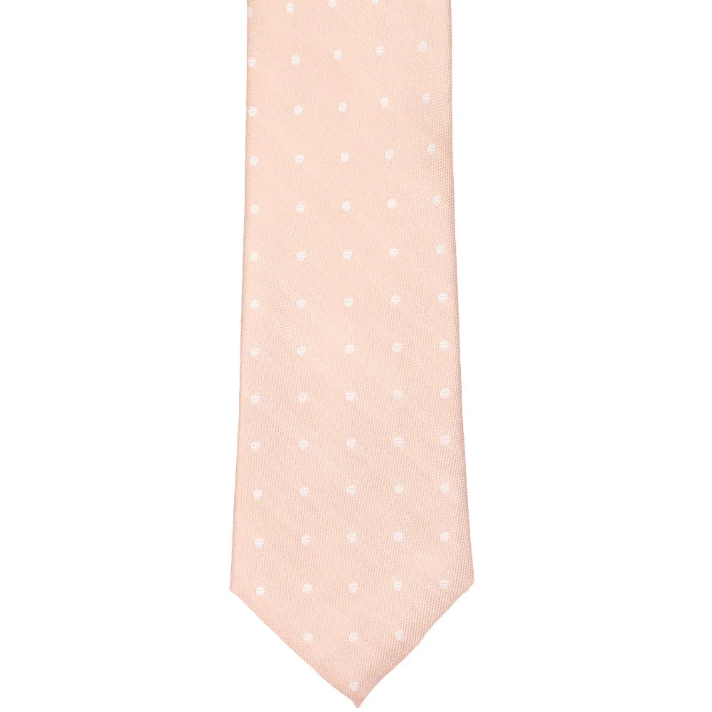 Rose Pink Highness Dotted Silk Narrow Necktie, 3" Width sold by TieMart product image thumbnail 2