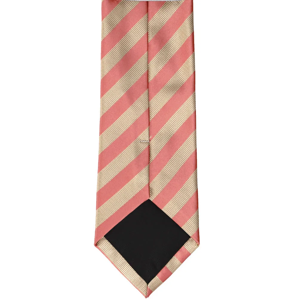 Palm Coast Coral and Beige Formal Striped Tie sold by TieMart product image thumbnail 4