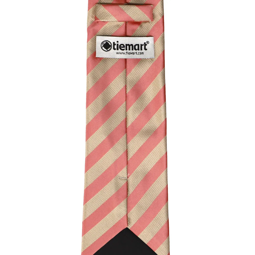 Palm Coast Coral and Beige Formal Striped Tie sold by TieMart product image thumbnail 3
