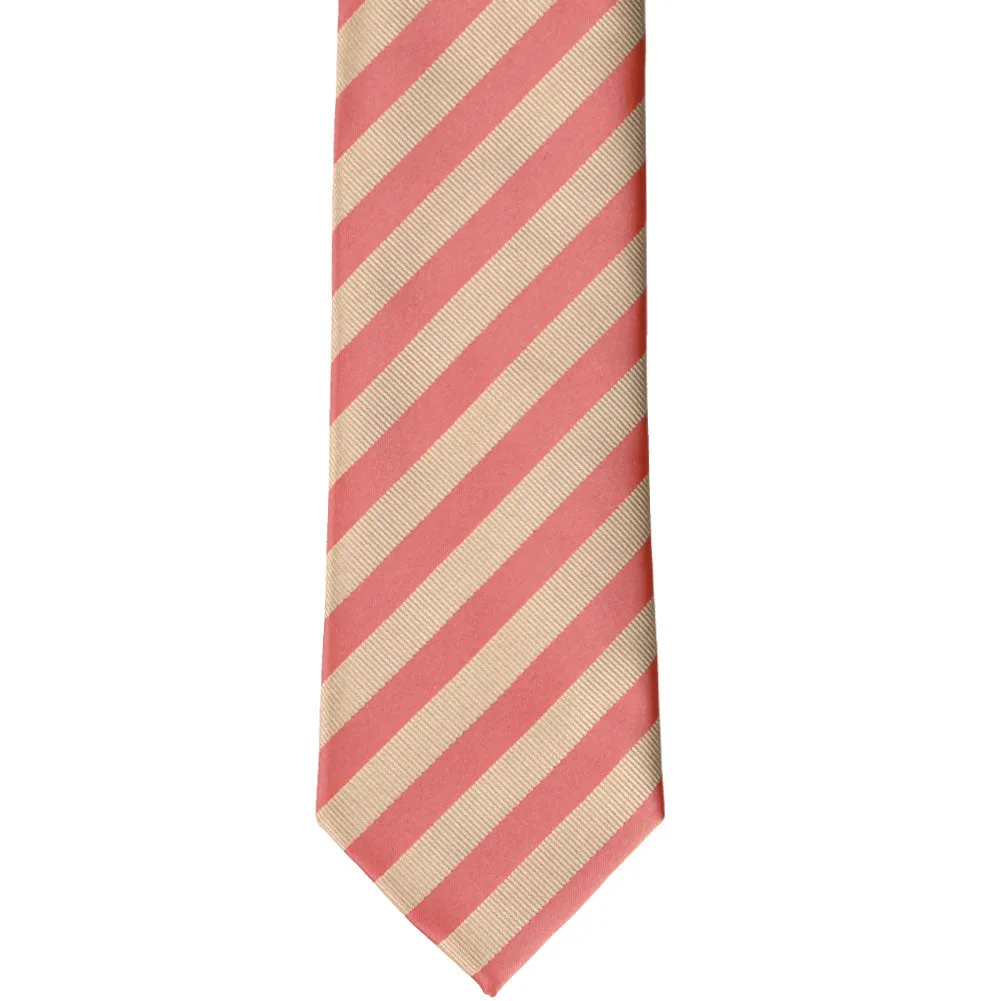 Palm Coast Coral and Beige Formal Striped Tie sold by TieMart product image thumbnail 2