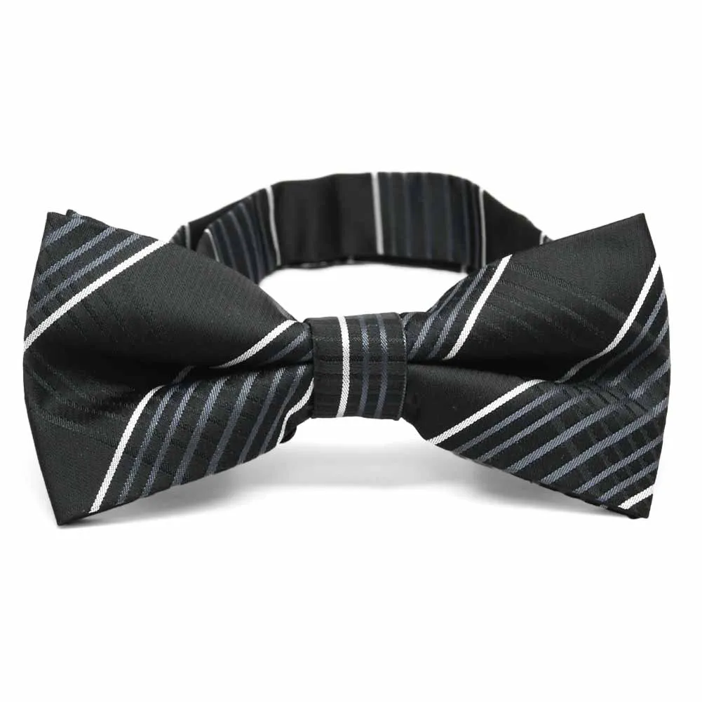Black Jeffrey Plaid Band Collar Bow Tie sold by TieMart