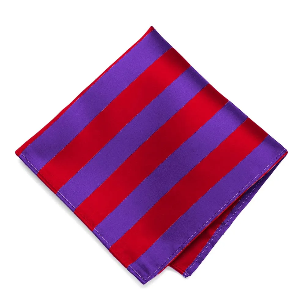 Red and Purple Striped Pocket Square sold by TieMart
