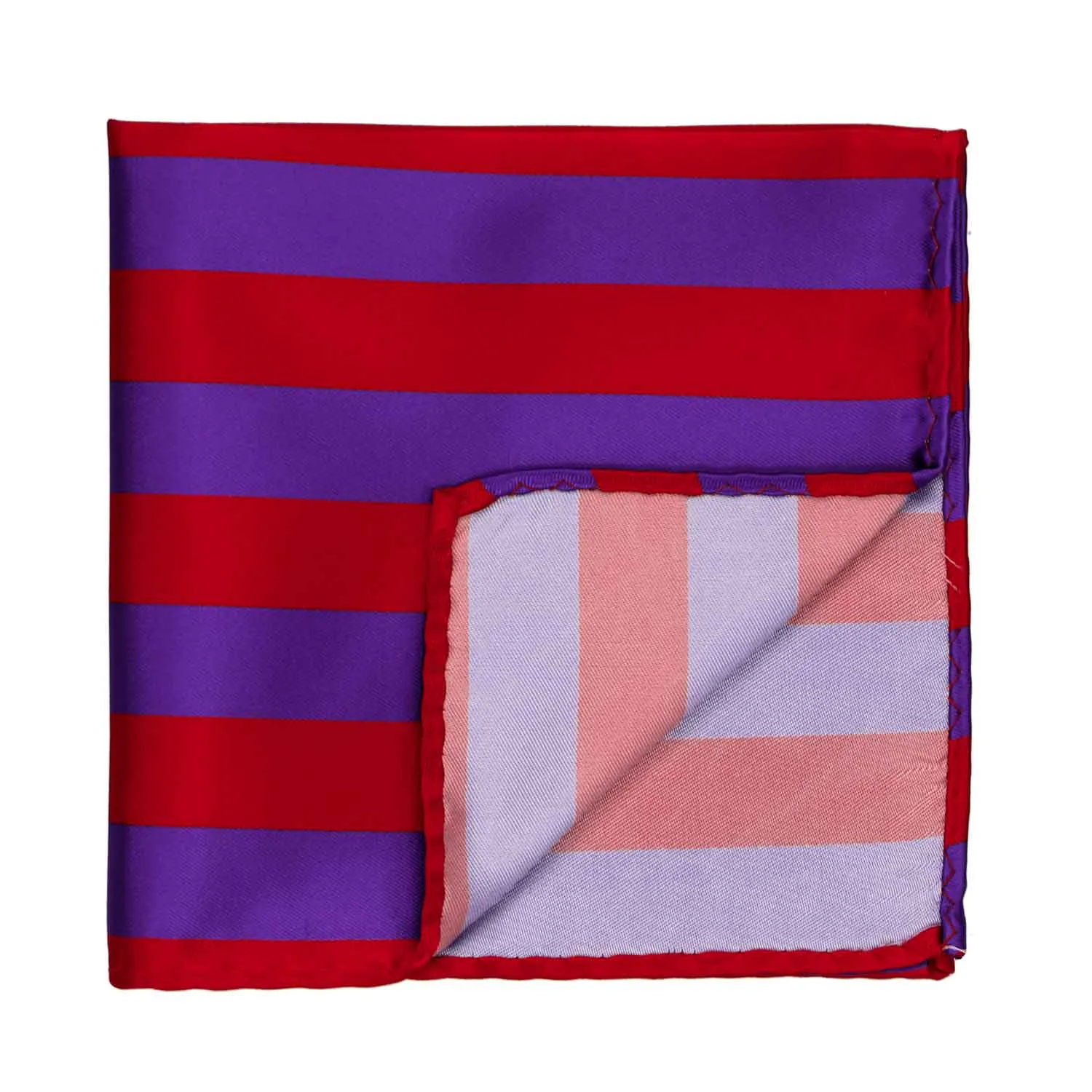 Red and Purple Striped Pocket Square sold by TieMart product image thumbnail 2