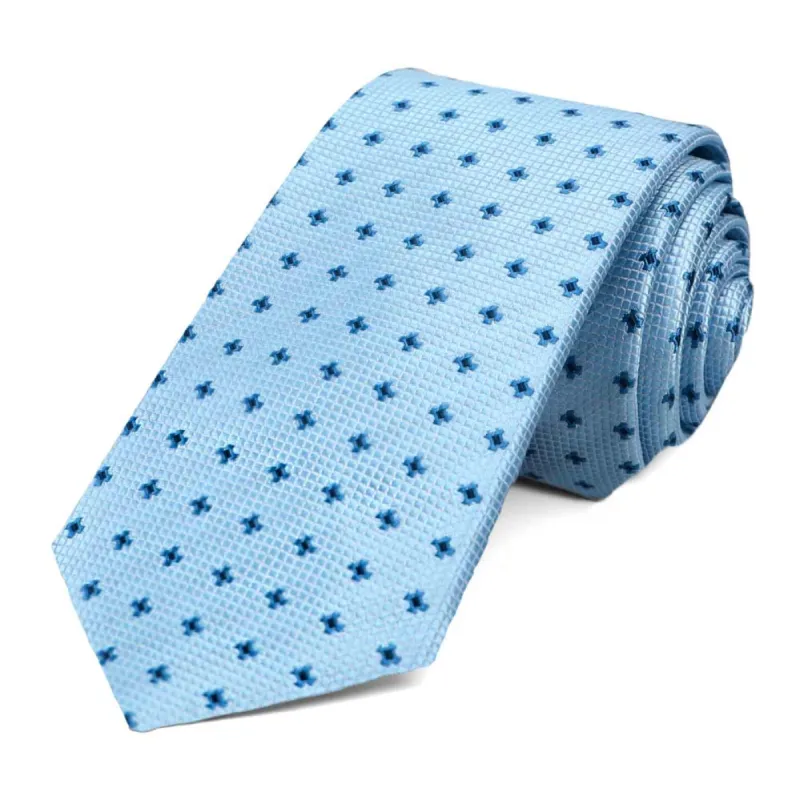 Cornflower Hoffner Dotted Slim Necktie sold by TieMart
