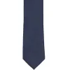 Navy Blue Cotton/Silk Slim Necktie, 2.5" Width sold by TieMart