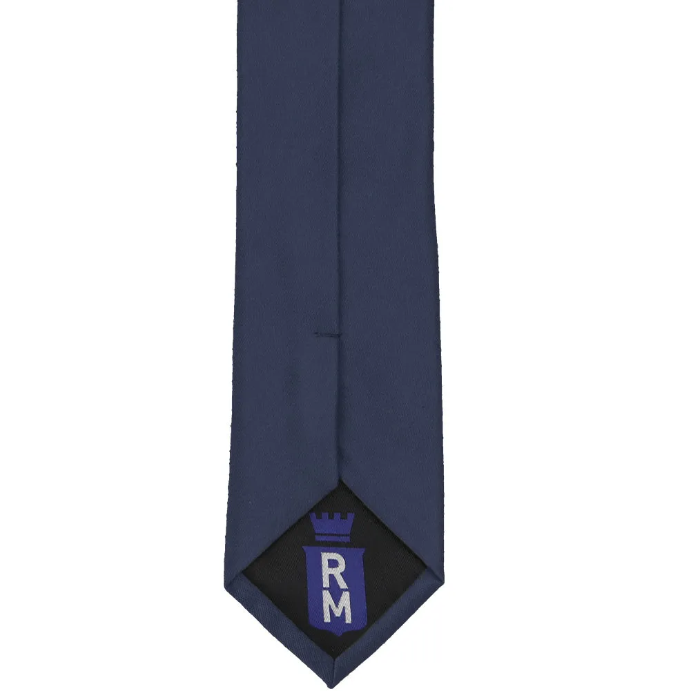 Navy Blue Cotton/Silk Slim Necktie, 2.5" Width sold by TieMart product image thumbnail 4