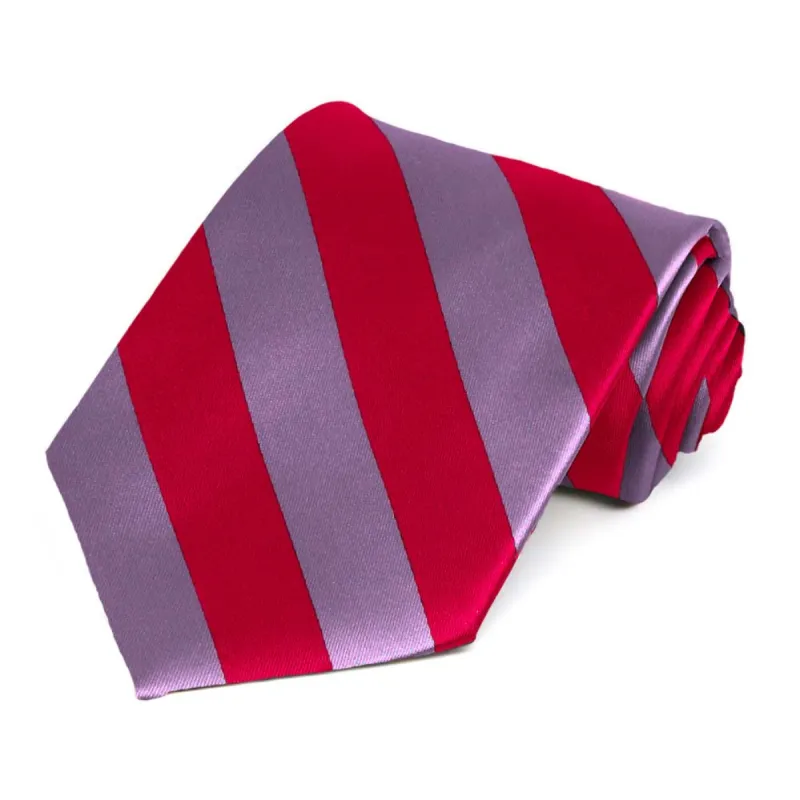 Red and Dark Lavender Striped Tie sold by TieMart