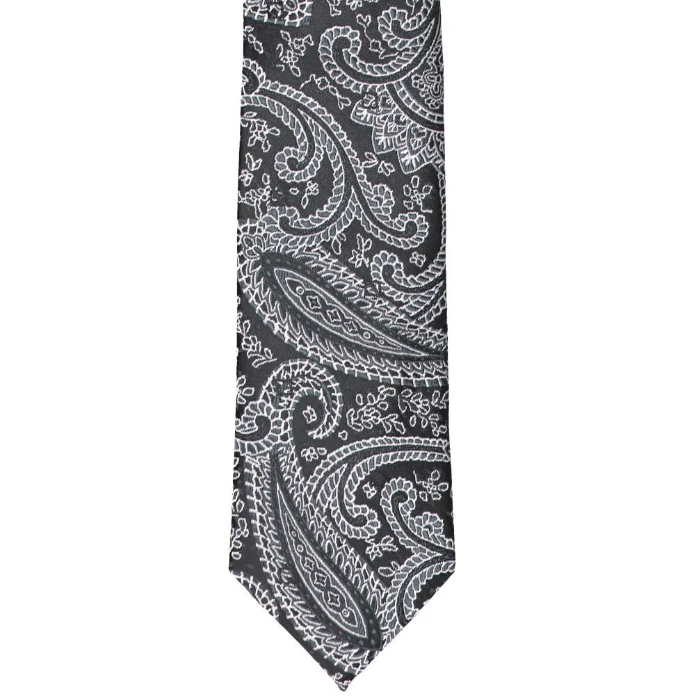 Black Clara Paisley Slim Necktie, 2.5" Width sold by TieMart product image thumbnail 2