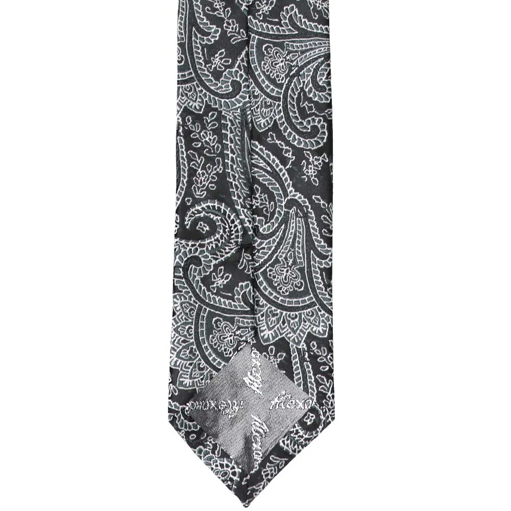 Black Clara Paisley Slim Necktie, 2.5" Width sold by TieMart product image thumbnail 3