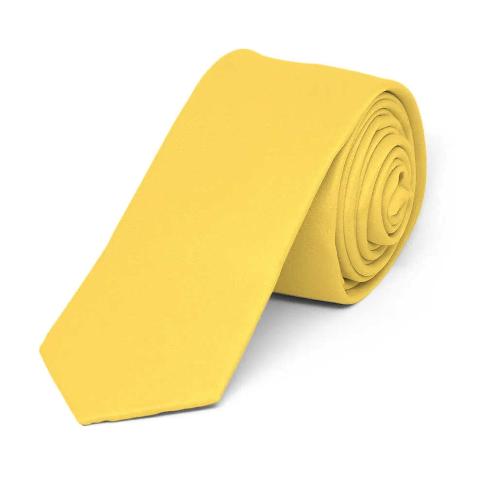 Banana Yellow Skinny Solid Color Necktie, 2" Width sold by TieMart