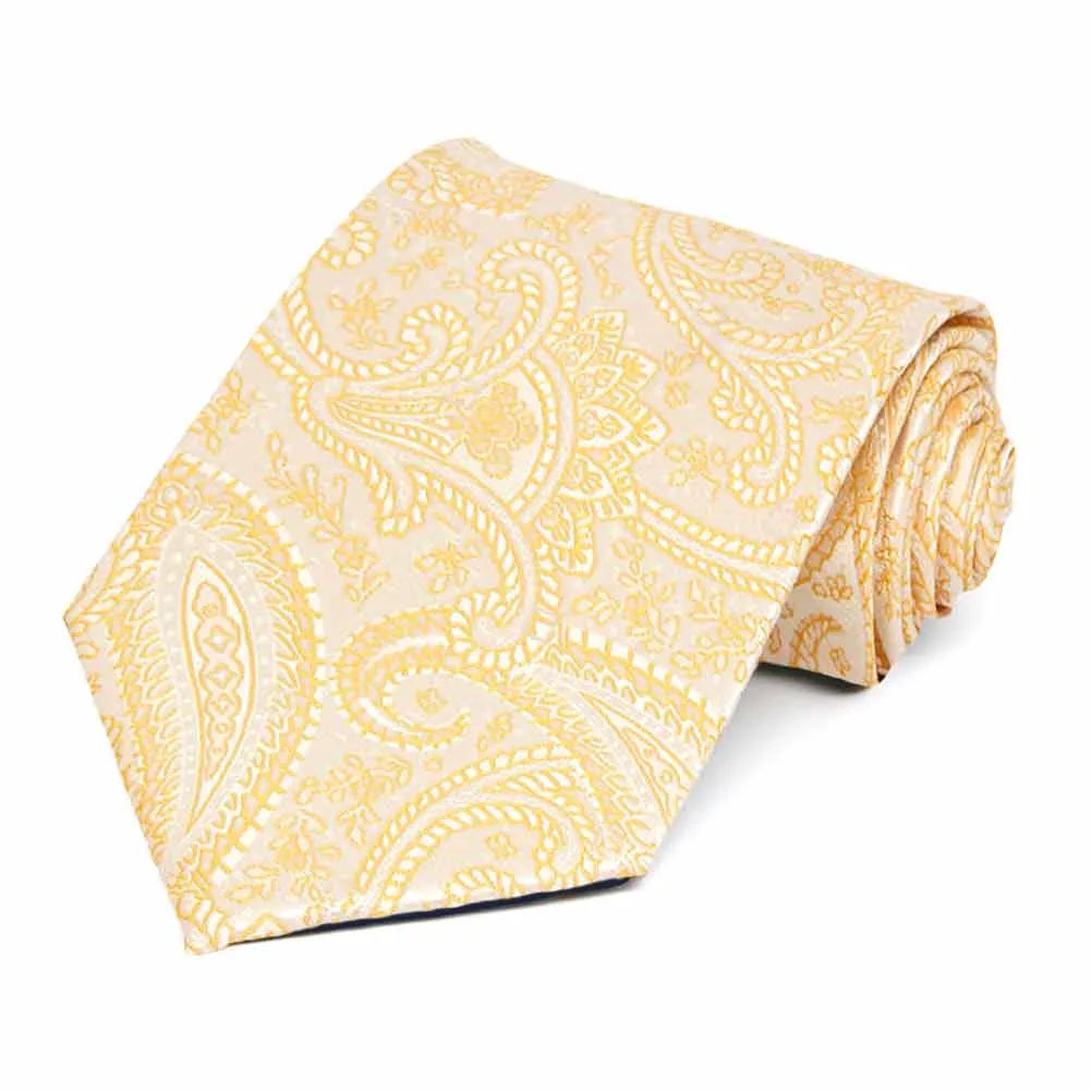 Soft Yellow Clara Paisley Necktie sold by TieMart