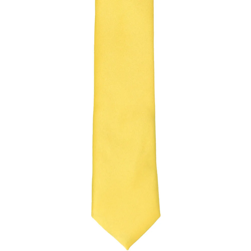 Banana Yellow Skinny Solid Color Necktie, 2" Width sold by TieMart product image thumbnail 2