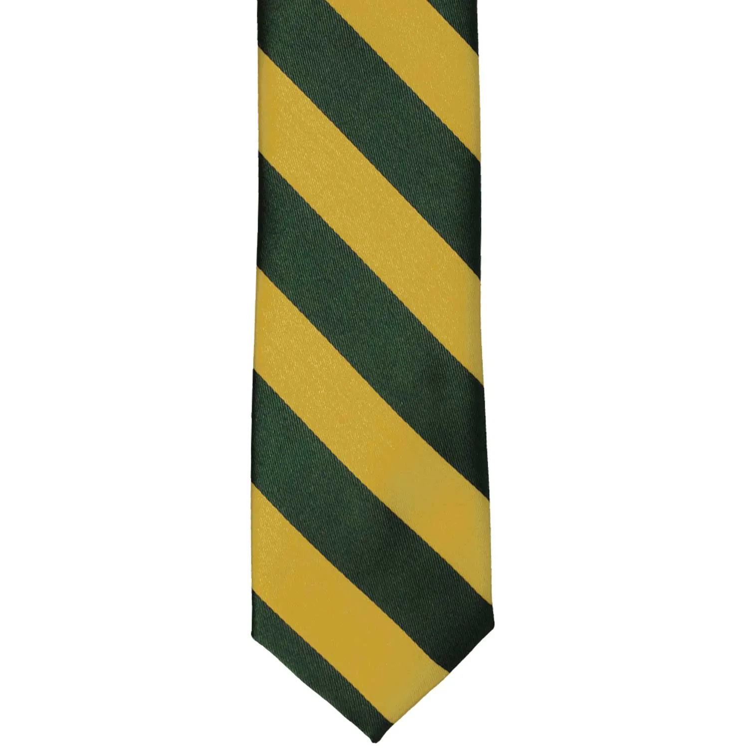 Hunter Green and Gold Striped Slim Tie, 2.5" Width sold by TieMart product image thumbnail 2