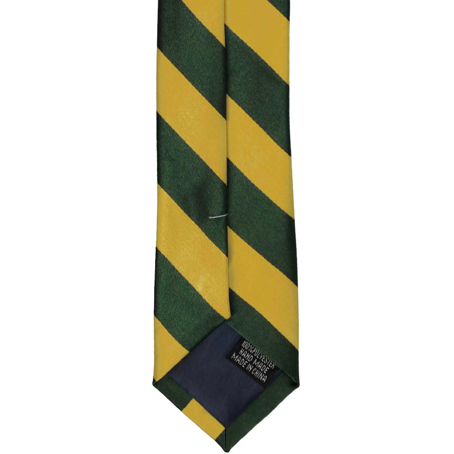 Hunter Green and Gold Striped Slim Tie, 2.5" Width sold by TieMart product image thumbnail 4