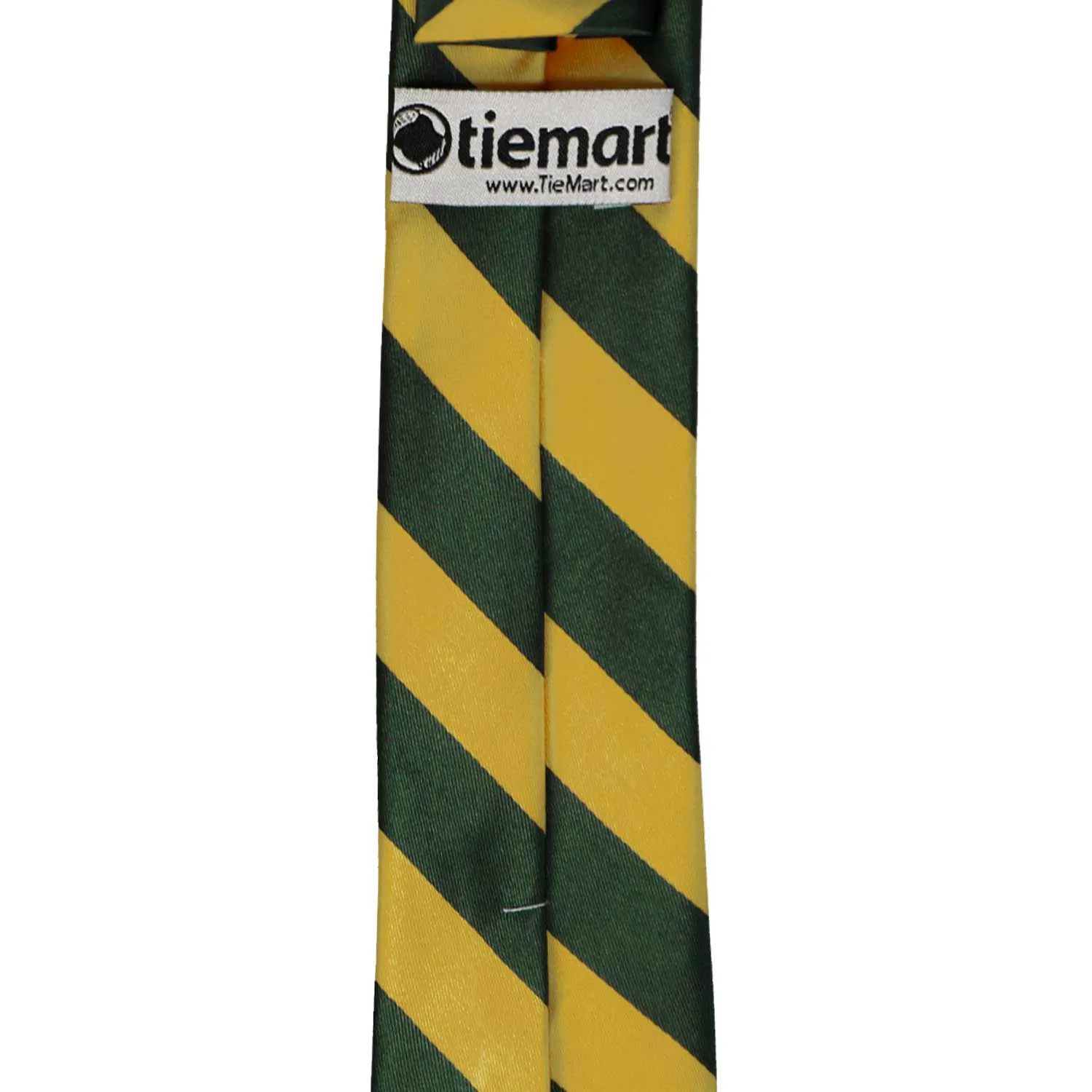 Hunter Green and Gold Striped Slim Tie, 2.5" Width sold by TieMart product image thumbnail 3