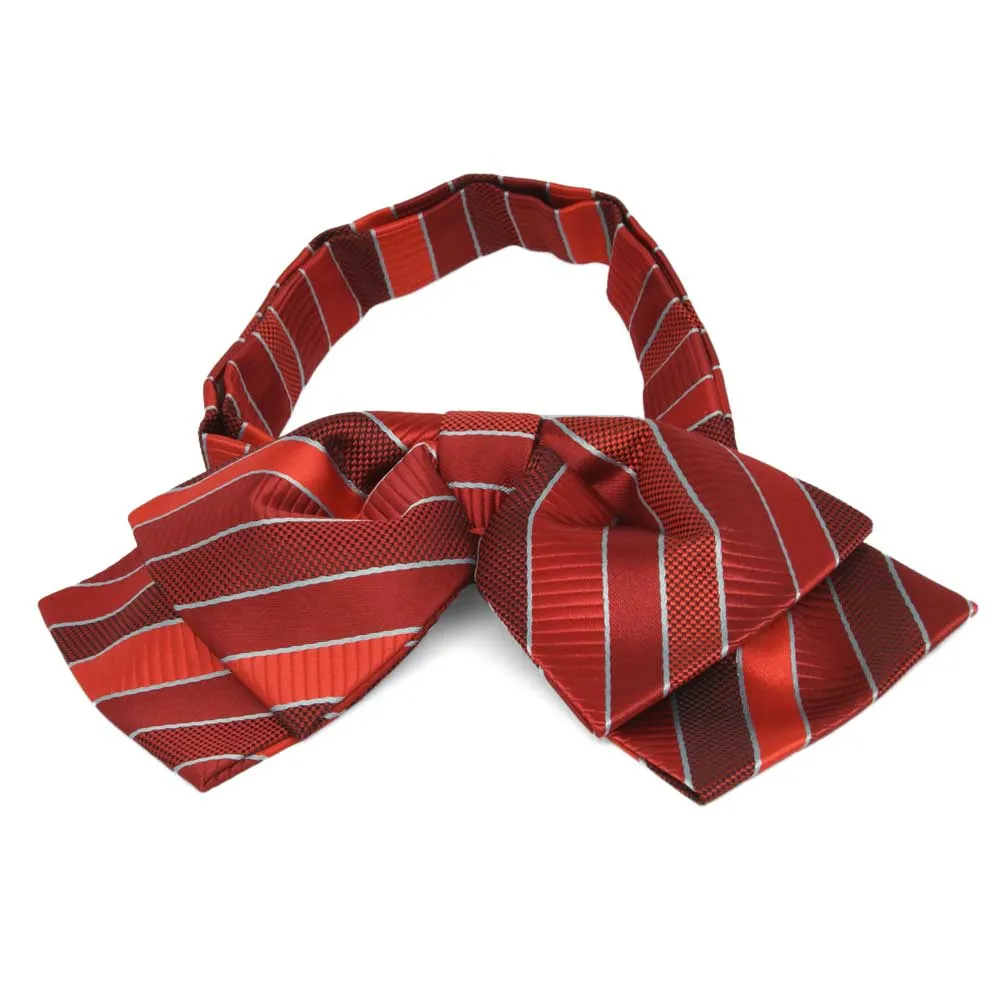 Red Douglas Striped Floppy Bow Tie sold by TieMart
