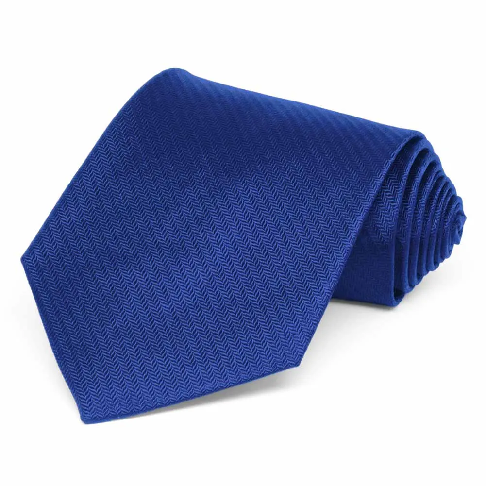Sapphire Blue Herringbone Silk Necktie sold by TieMart