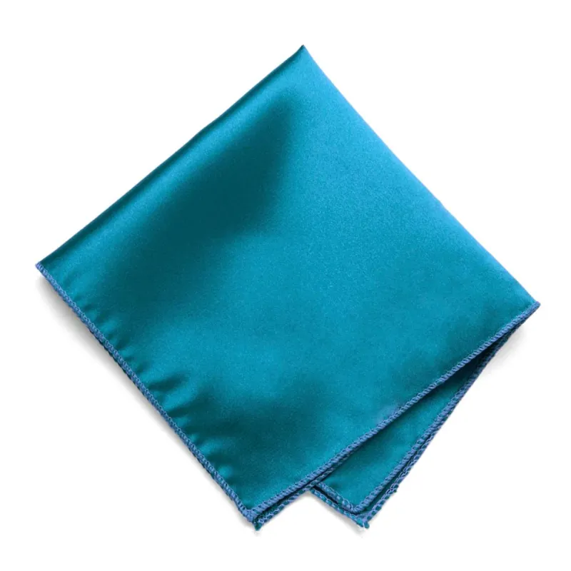 Caribbean Blue Solid Color Pocket Square sold by TieMart