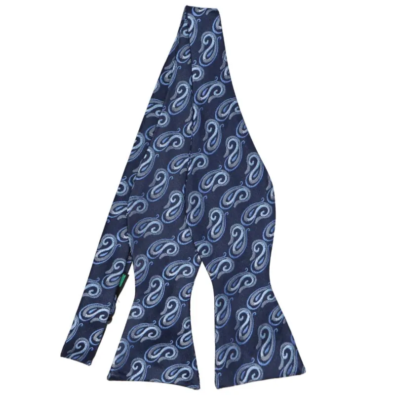 Twilight and Pale Blue Etna Paisley Self-Tie Bow Tie sold by TieMart