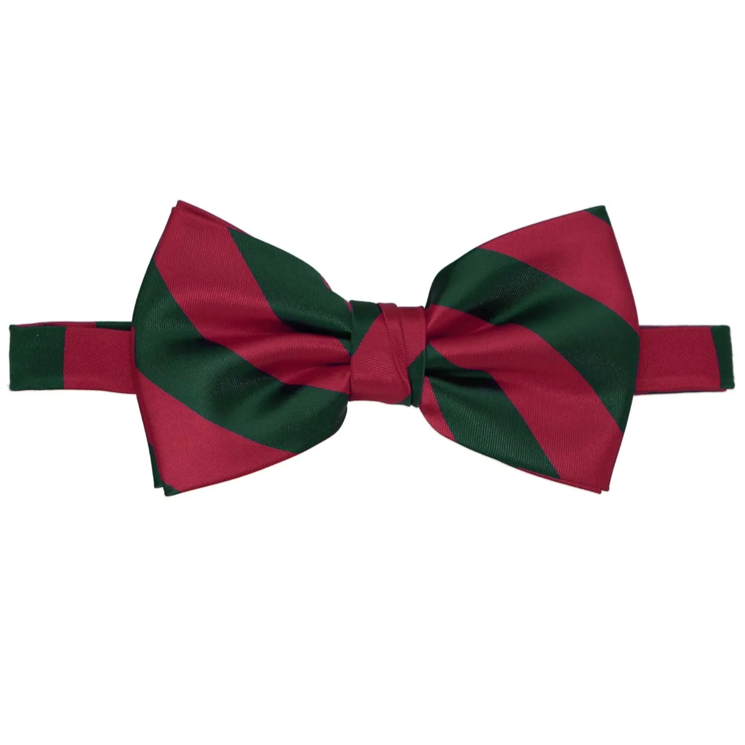 Crimson Red and Hunter Green Striped Bow Tie sold by TieMart product image thumbnail 2