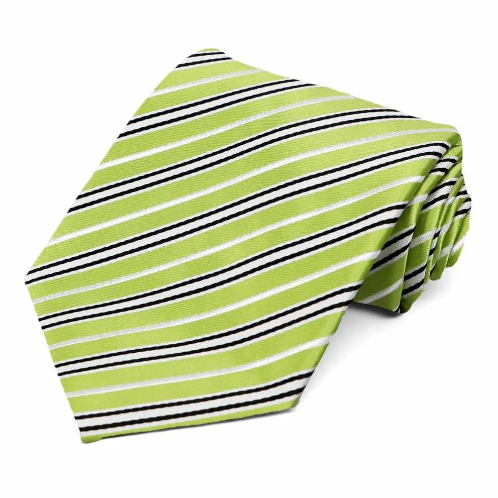 Lime Green Superior Striped Necktie sold by TieMart