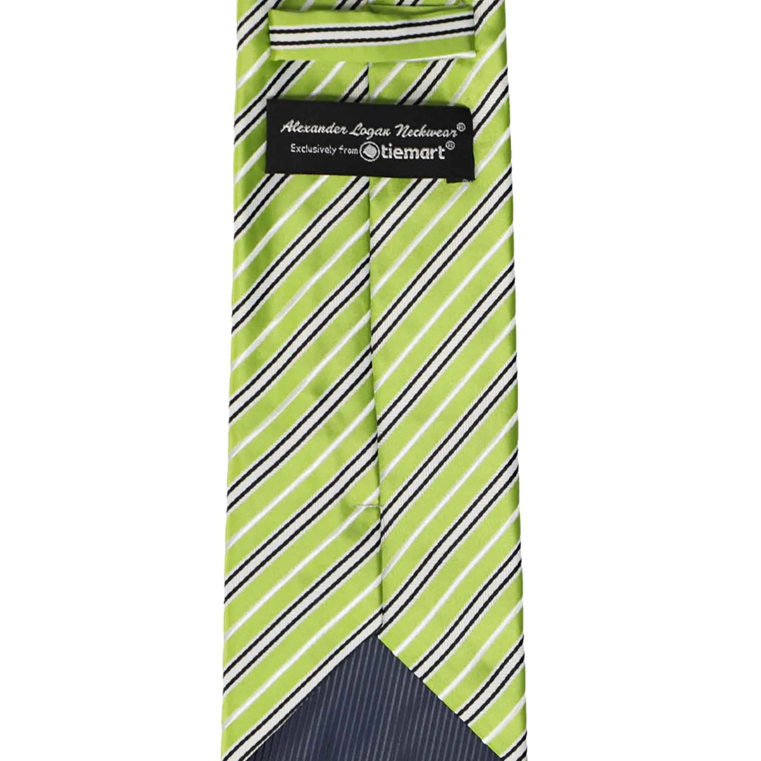 Lime Green Superior Striped Necktie sold by TieMart product image thumbnail 4