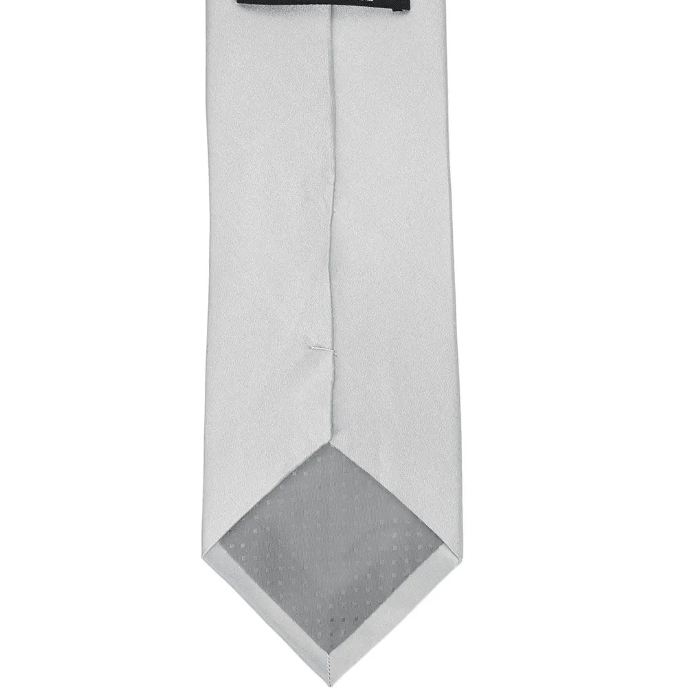 Silver Silk Extra Long Necktie sold by TieMart product image thumbnail 3