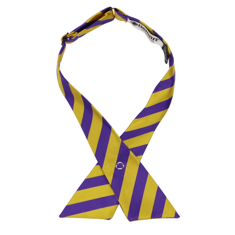 Dark Purple and Gold Striped Crossover Tie sold by TieMart