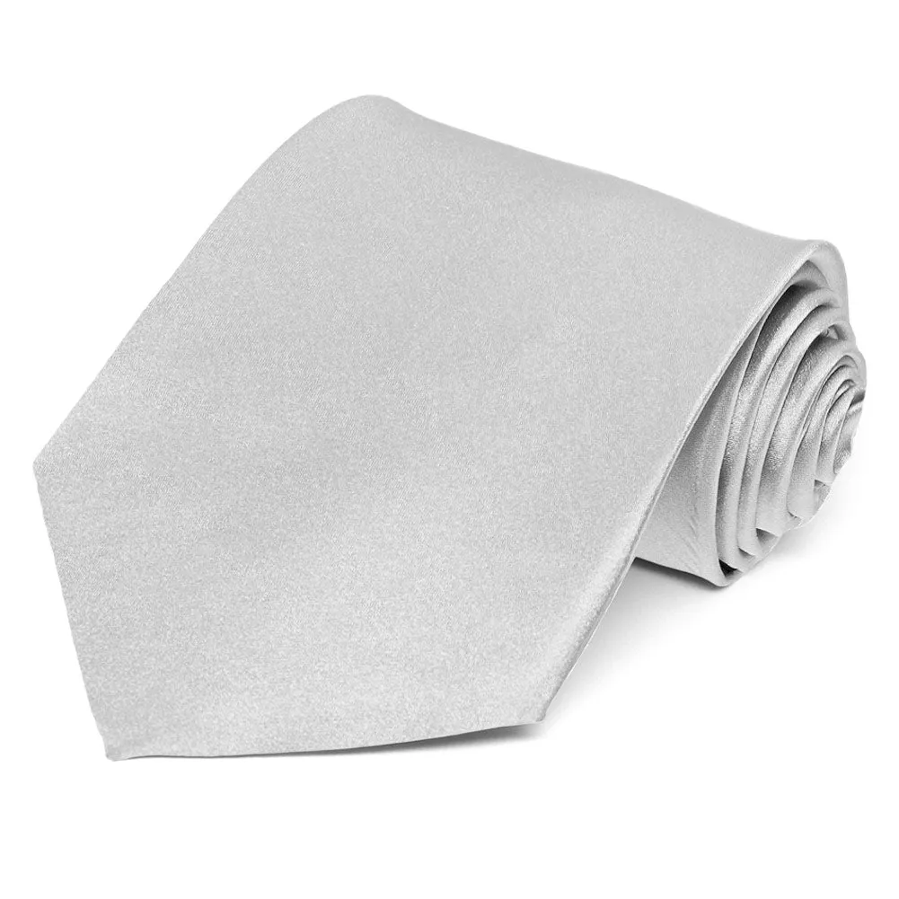 Silver Silk Extra Long Necktie sold by TieMart