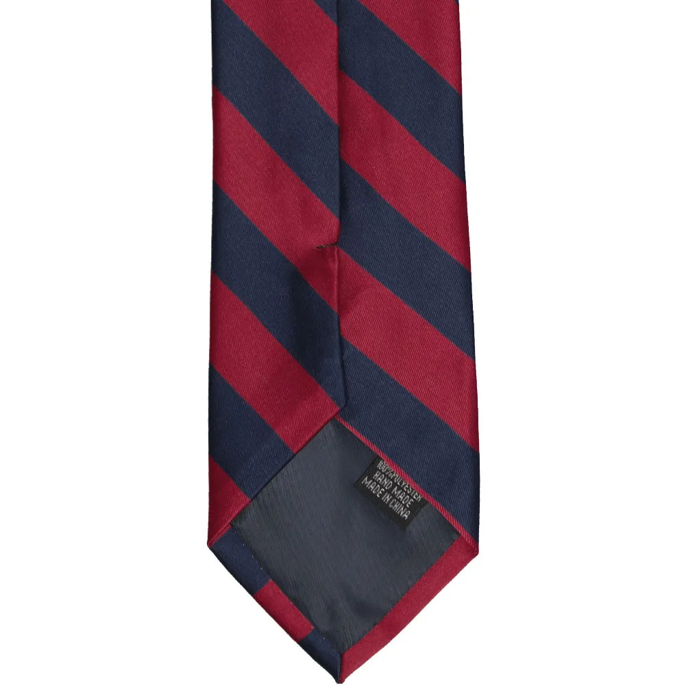 Crimson Red and Navy Blue Extra Long Striped Tie sold by TieMart product image thumbnail 4