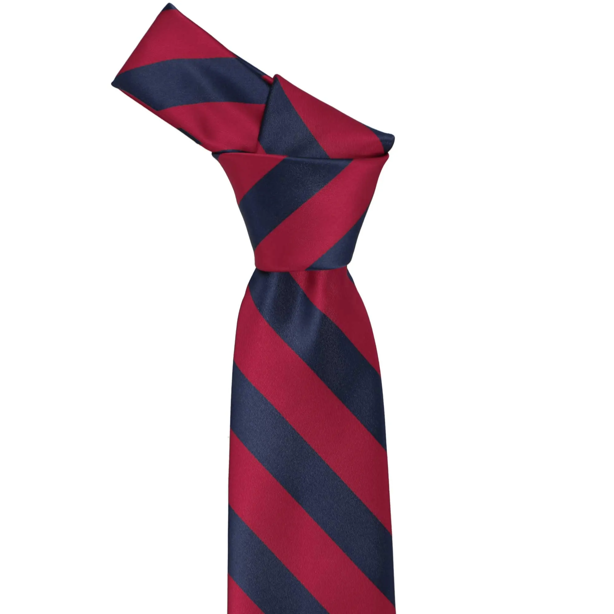 Crimson Red and Navy Blue Extra Long Striped Tie sold by TieMart product image thumbnail 2
