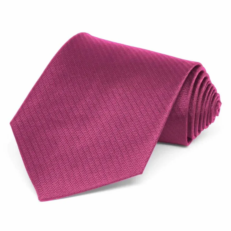 Magenta Herringbone Silk Extra Long Necktie sold by TieMart