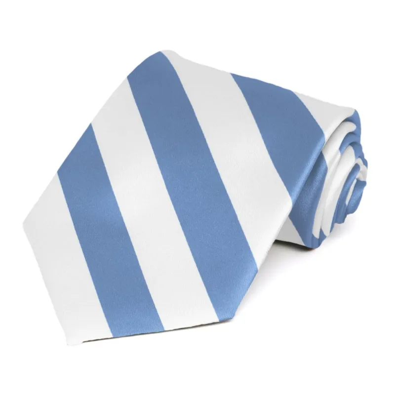 Cornflower and White Striped Tie sold by TieMart