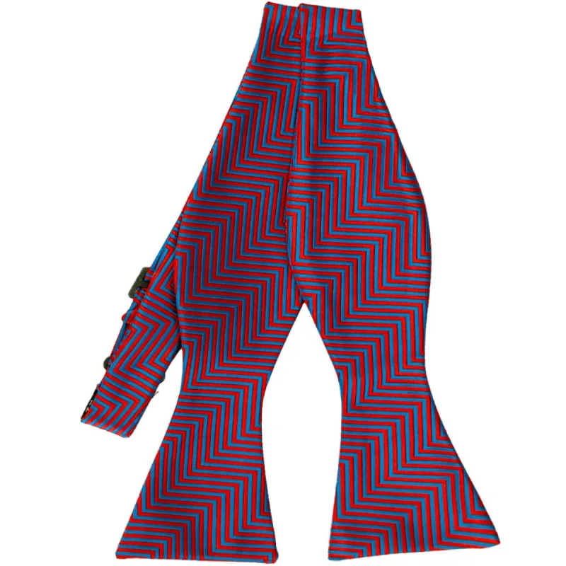 Red Kimberly Chevron Striped Self-Tie Bow Tie sold by TieMart