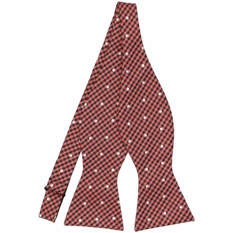 Red and Black Arvon Gingham Self-Tie Bow Tie sold by TieMart