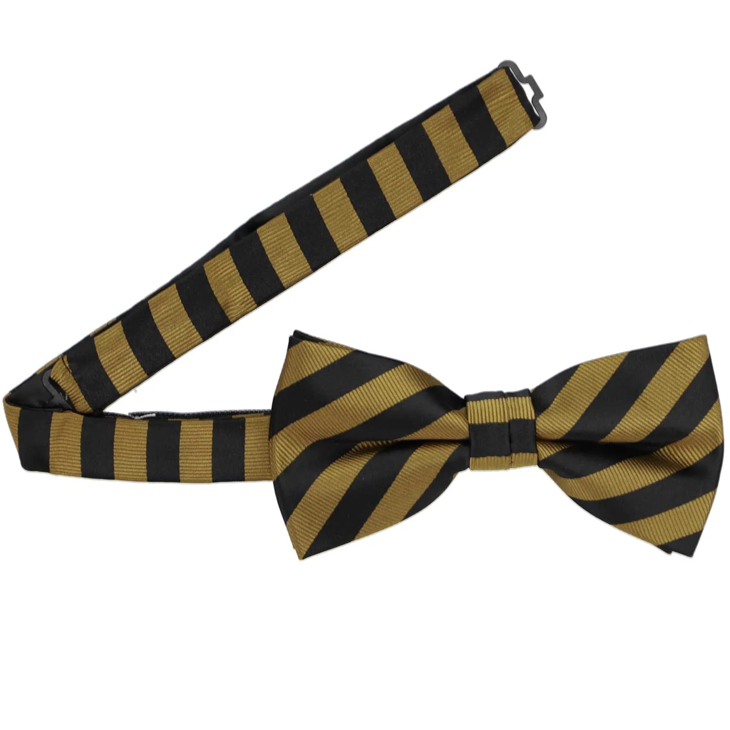 Black and Old Gold Formal Striped Bow Tie sold by TieMart product image thumbnail 3