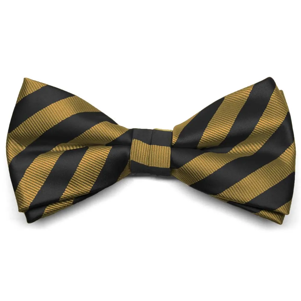 Black and Old Gold Formal Striped Bow Tie sold by TieMart