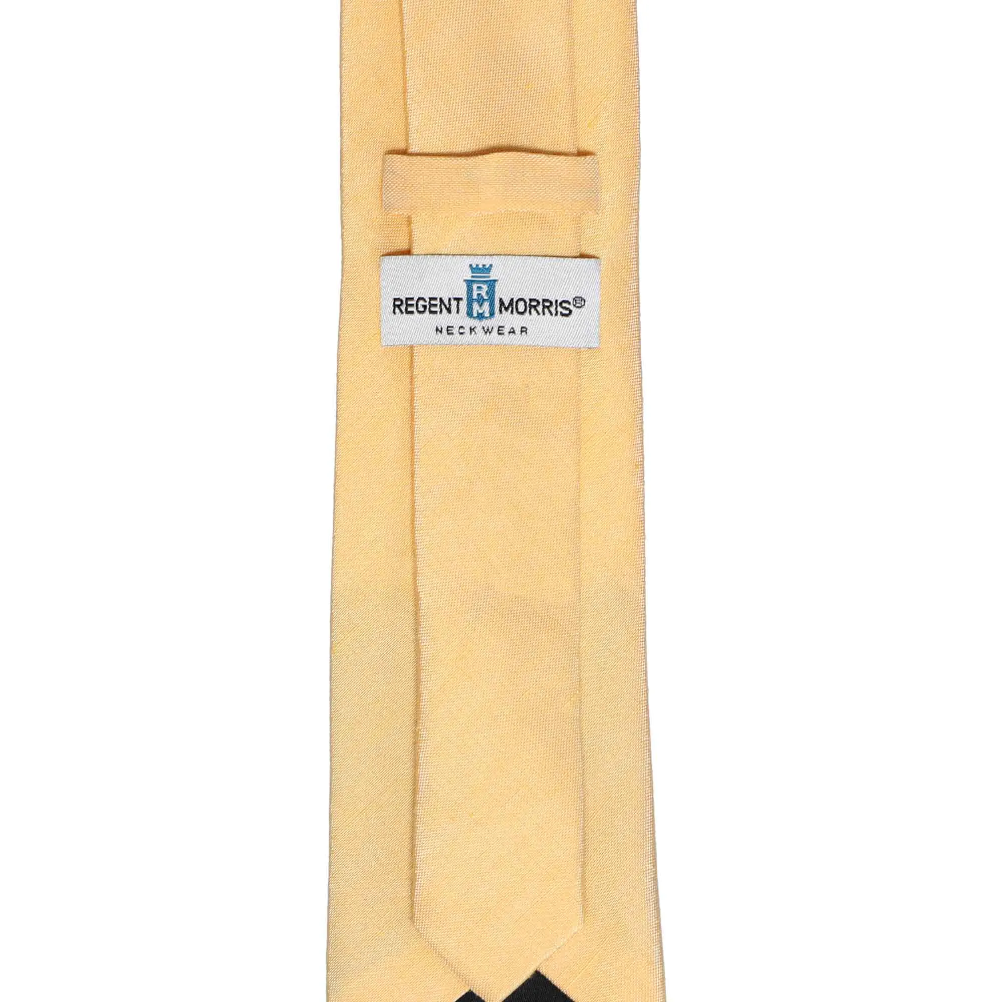 Dandelion Yellow Regency Linen/Silk Narrow Necktie, 3" Width sold by TieMart product image thumbnail 4